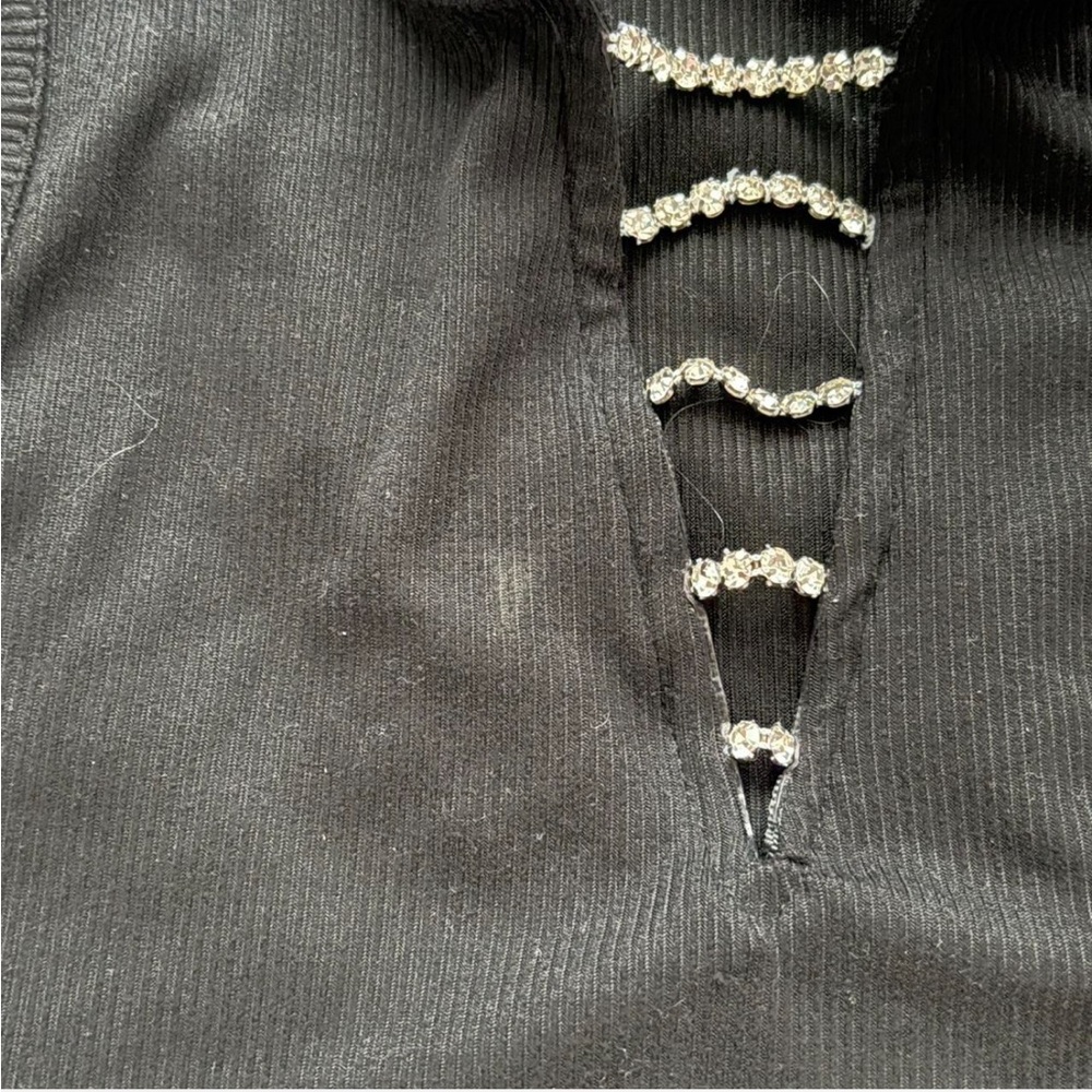 Eye candy Black Tank Top with rhinestone Detail - Picture 2 of 5